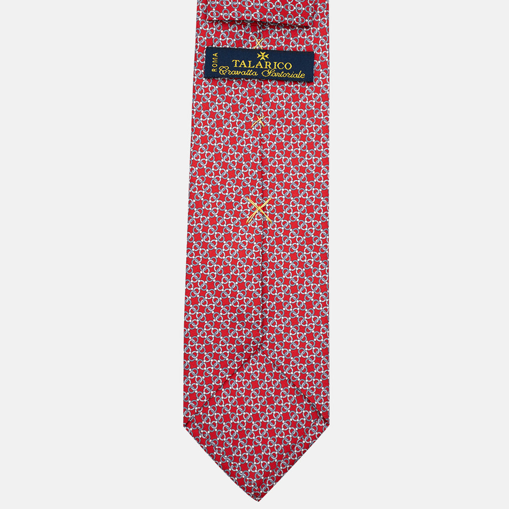 3-Fold Silk Tie, Chain Pattern, Red - JA055937-4
