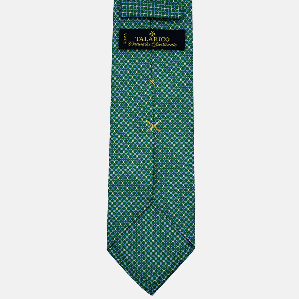 3-Fold Silk Tie, Chain Pattern, Green - JA057080-4