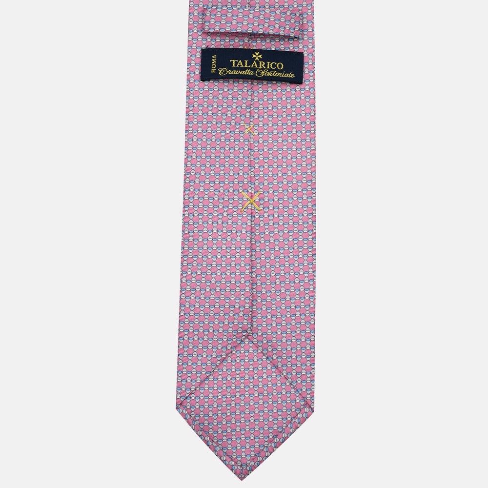Cravatta 3 pieghe in Seta, Fantasia Geometrica, Rosa - JC057249-4
