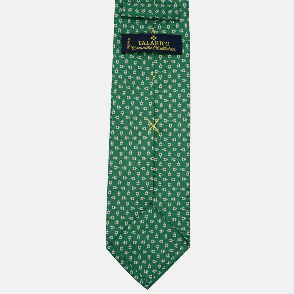 3-Fold Silk Tie, Floral Pattern, Green - JA057247-4