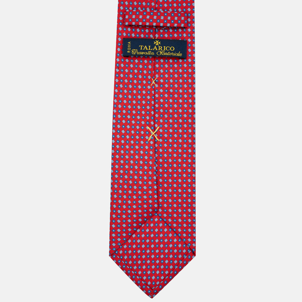 3-Fold Silk Tie, Micro Pattern, Red - JA056673-4