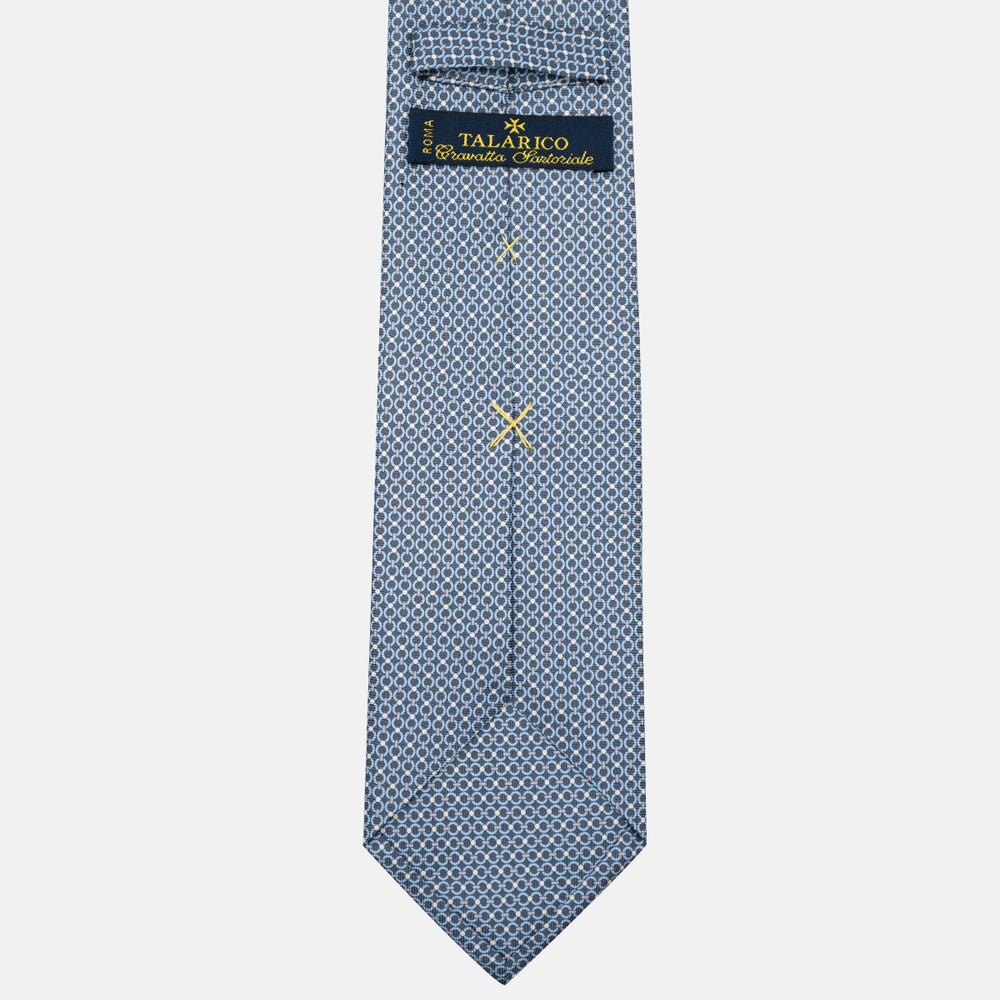 3-Fold Silk Tie, Chain Pattern, Light Blue Grey - JA056672-4