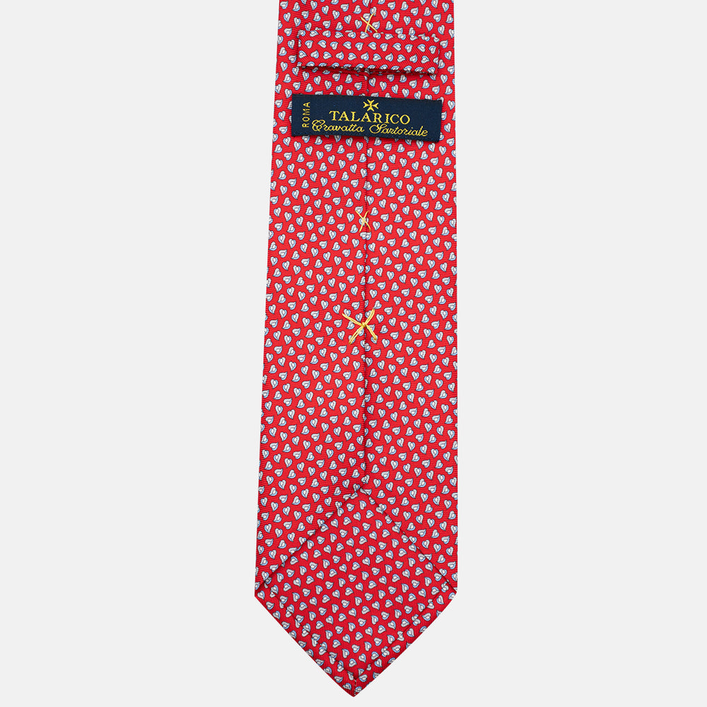 3-Fold Silk Tie, Micro Pattern, Red - JA056125-4