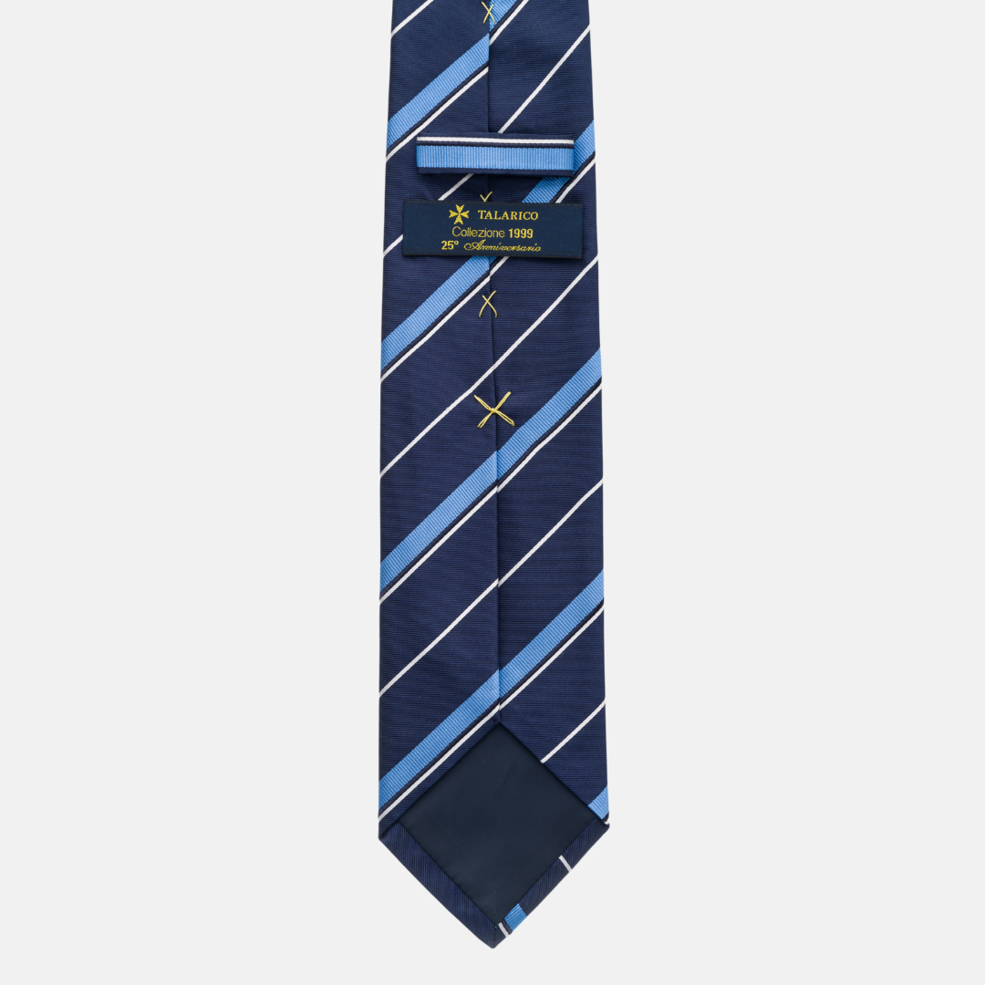 Cravatta Collezione 1999 in Seta Pesante Blu con Righe