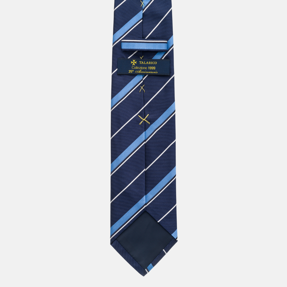 1999 Collection Heavy Silk Blue Tie with Stripes