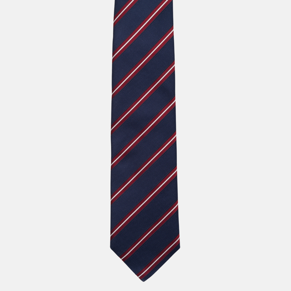 1999 Collection Heavy Silk Blue Tie with Double Stripes