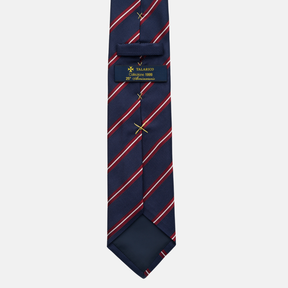 1999 Collection Heavy Silk Blue Tie with Double Stripes