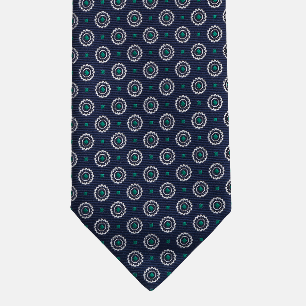Cravatta Collezione 1999 in Seta Pesante Blu Fantasia Geometrica