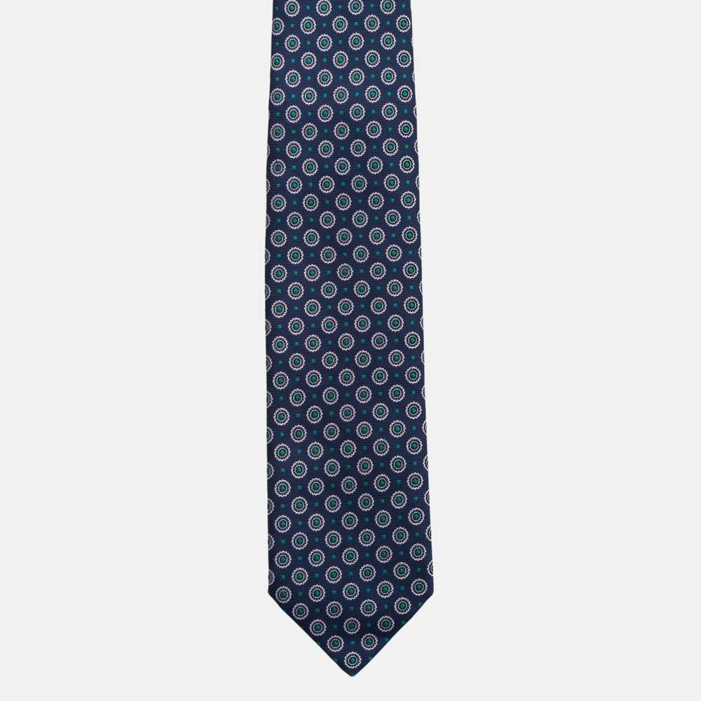 Cravatta Collezione 1999 in Seta Pesante Blu Fantasia Geometrica
