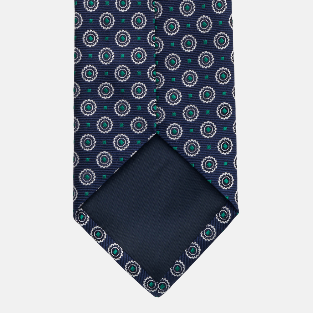 Cravatta Collezione 1999 in Seta Pesante Blu Fantasia Geometrica