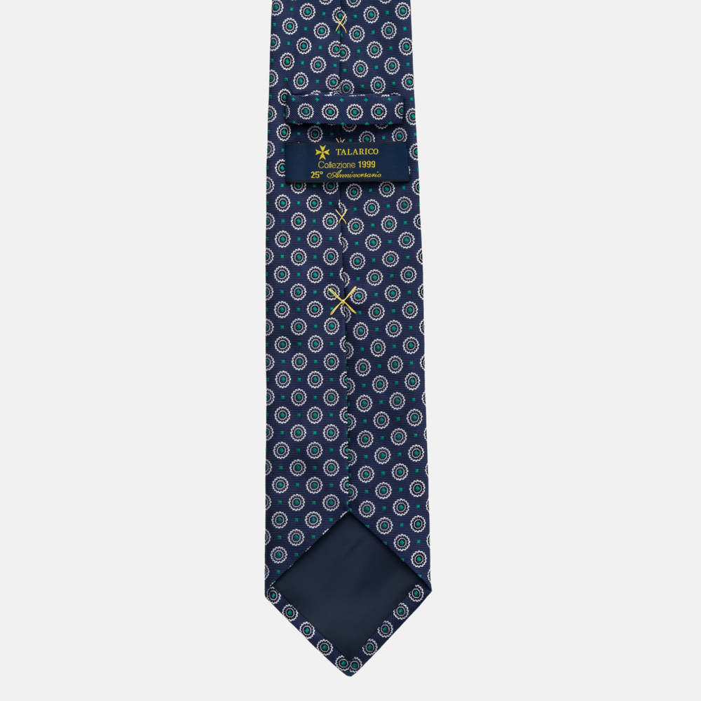 Cravatta Collezione 1999 in Seta Pesante Blu Fantasia Geometrica