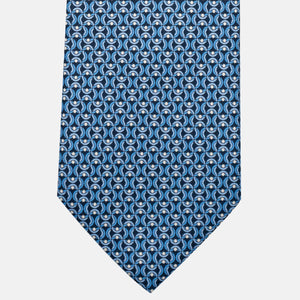 3-Fold Silk Tie, Geometric Pattern, Light Blue - JA056334-5