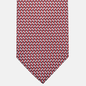 3-Fold Silk Tie, Geometric Pattern, Red - JA056675-5