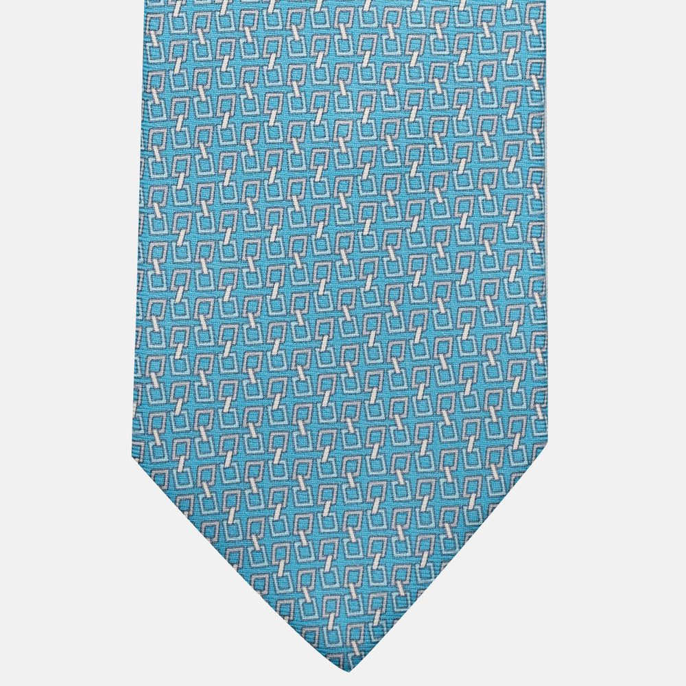 3-Fold Silk Tie, Chain Pattern, Pool - JA057083-5