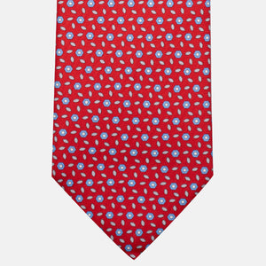 3-Fold Silk Tie, Floral Pattern, Red - JA057079-5