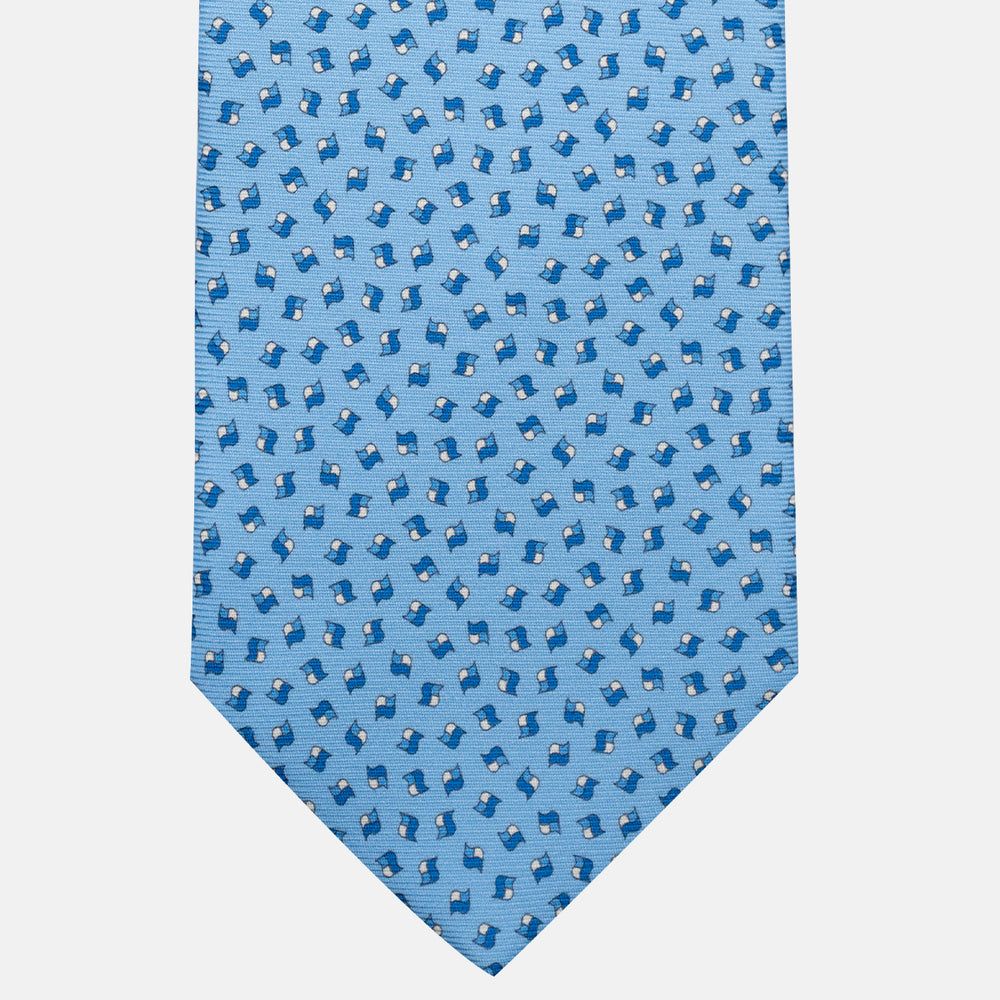 3-Fold Silk Tie, Micro Pattern, Light Blue - JA056667-5