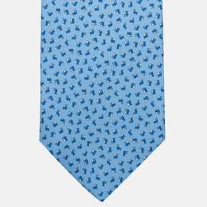 3-Fold Silk Tie, Micro Pattern, Light Blue - JA056667-5