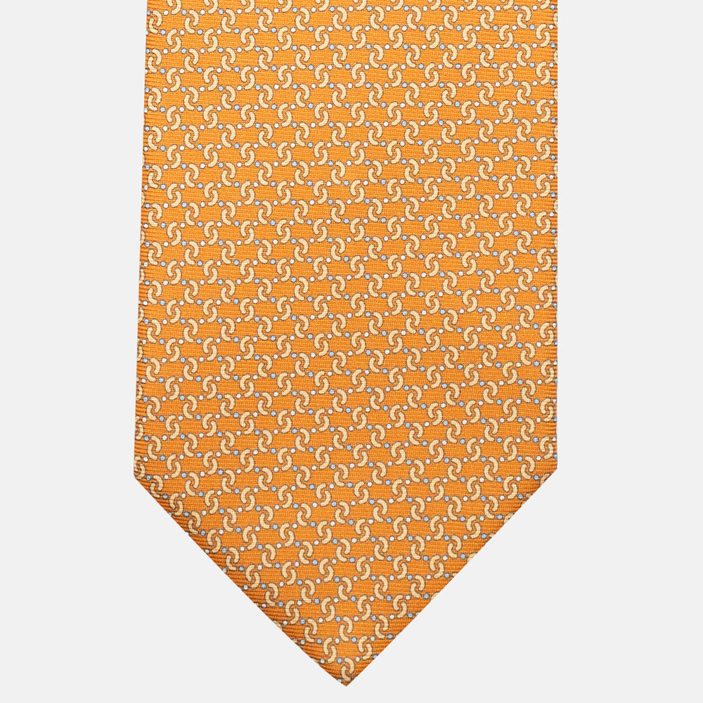 3-Fold Silk Tie, Geometric Pattern, Yellow - JA056669-5