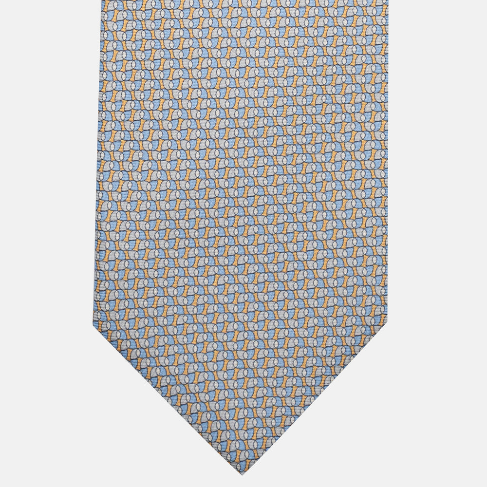3-Fold Silk Tie, Geometric Pattern, Yellow - JA056123-5