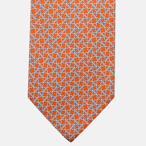 3-Fold Silk Tie, Chain Pattern, Orange - JA055937-5