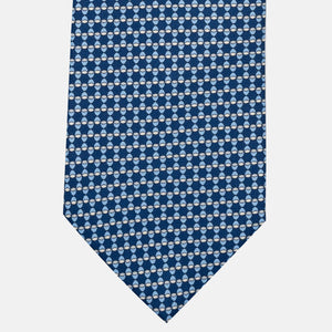 Cravatta 3 pieghe in Seta, Fantasia Geometrica, Azzurro - JC057249-5