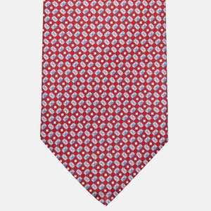 3-Fold Silk Tie, Geometric Pattern, Red - JA055920-5