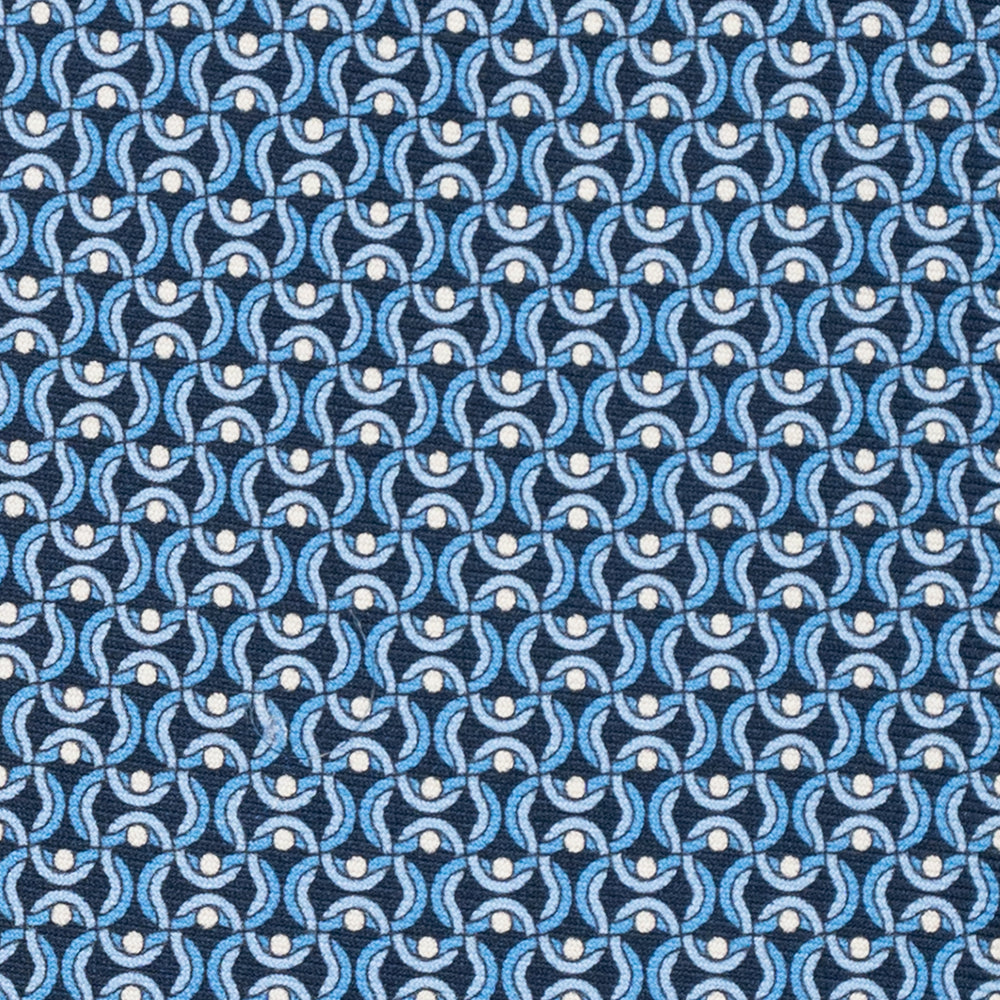 3-Fold Silk Tie, Geometric Pattern, Light Blue - JA056334-5