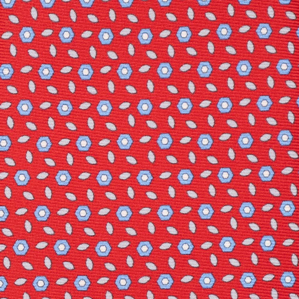 3-Fold Silk Tie, Floral Pattern, Red - JA057079-5