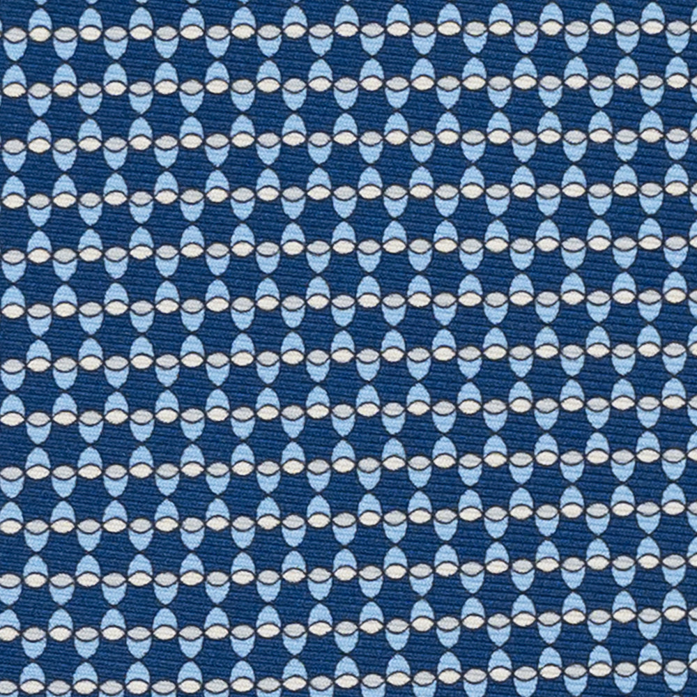 Cravatta 3 pieghe in Seta, Fantasia Geometrica, Azzurro - JC057249-5