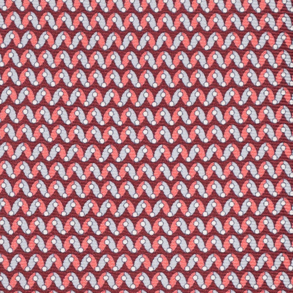 3-Fold Silk Tie, Geometric Pattern, Red - JA056675-5