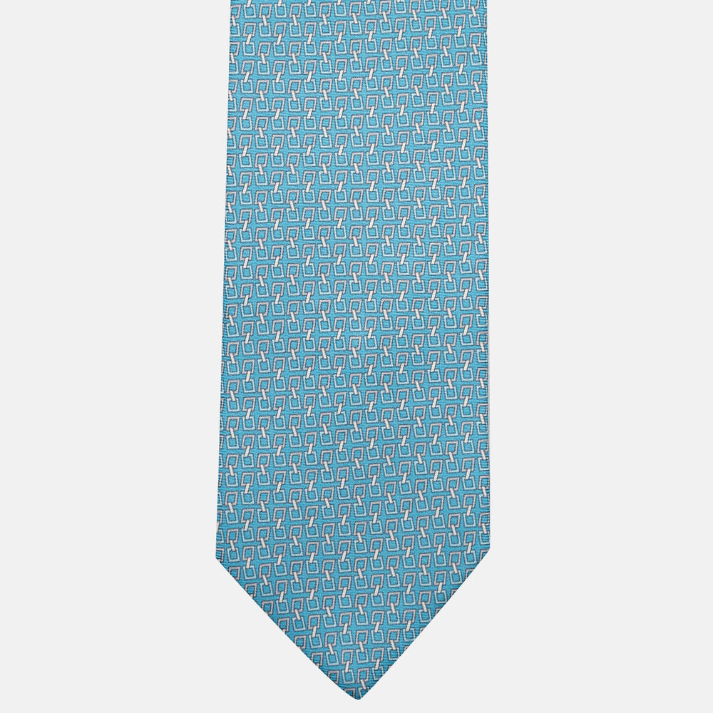 3-Fold Silk Tie, Chain Pattern, Pool - JA057083-5