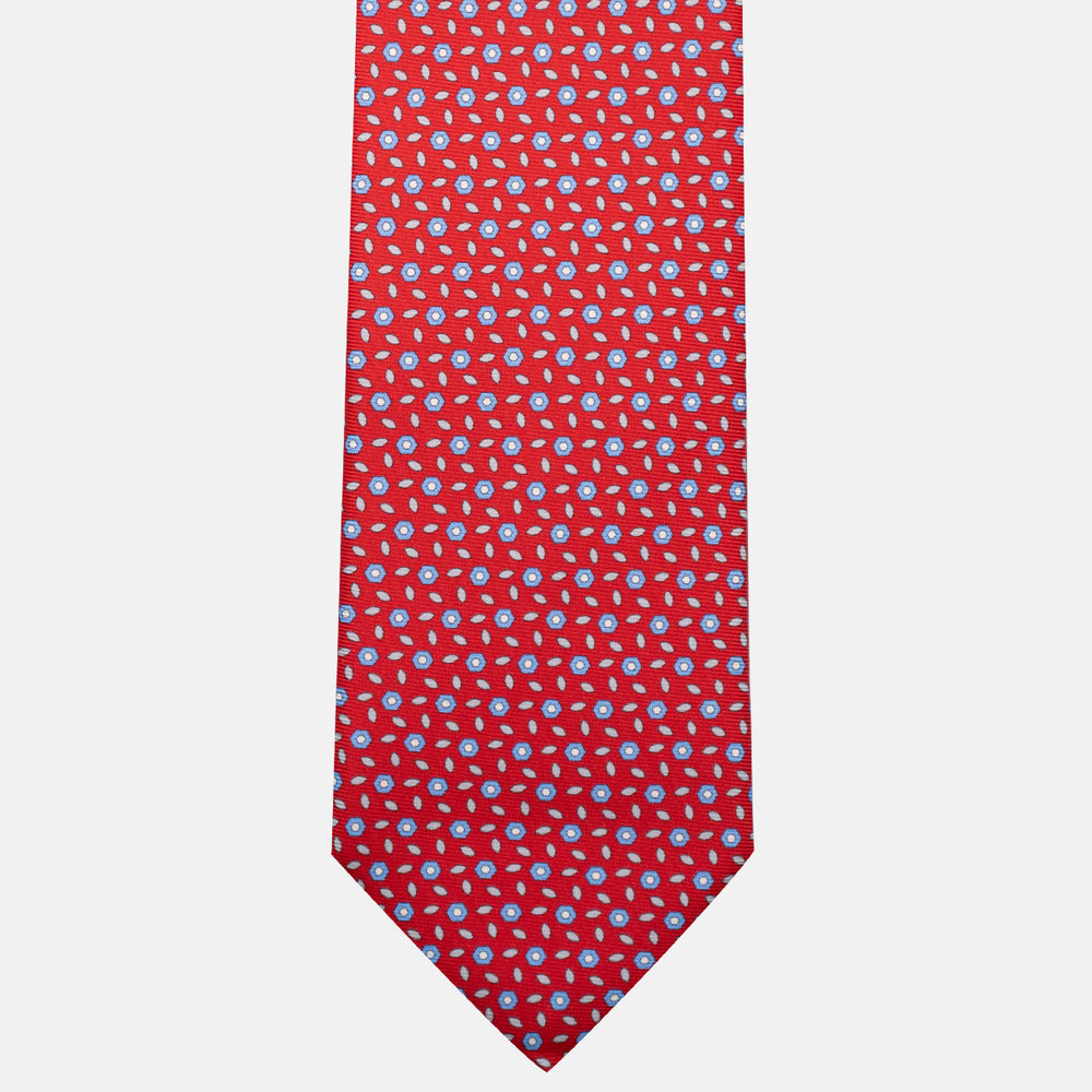 3-Fold Silk Tie, Floral Pattern, Red - JA057079-5