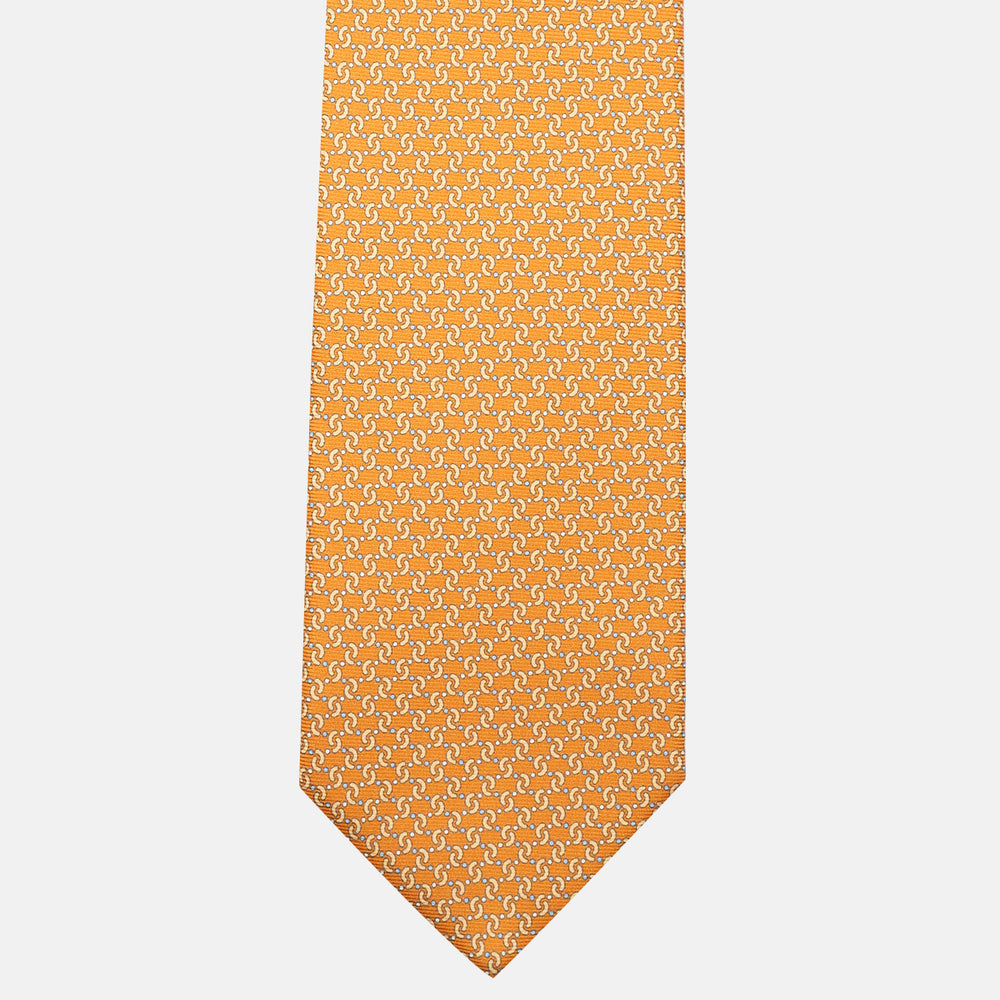 3-Fold Silk Tie, Geometric Pattern, Yellow - JA056669-5