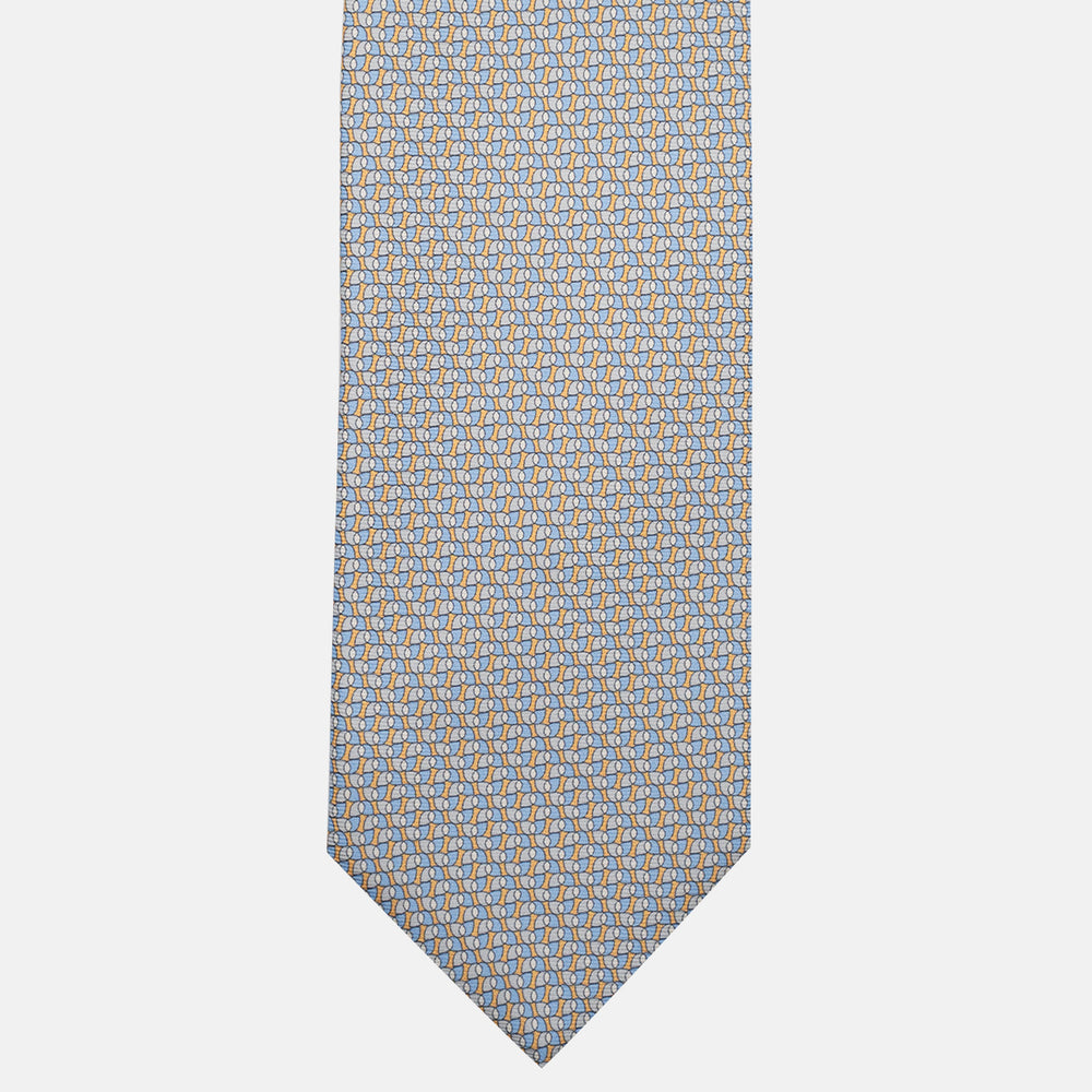 3-Fold Silk Tie, Geometric Pattern, Yellow - JA056123-5