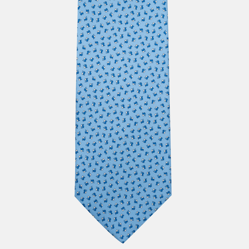3-Fold Silk Tie, Micro Pattern, Light Blue - JA056667-5