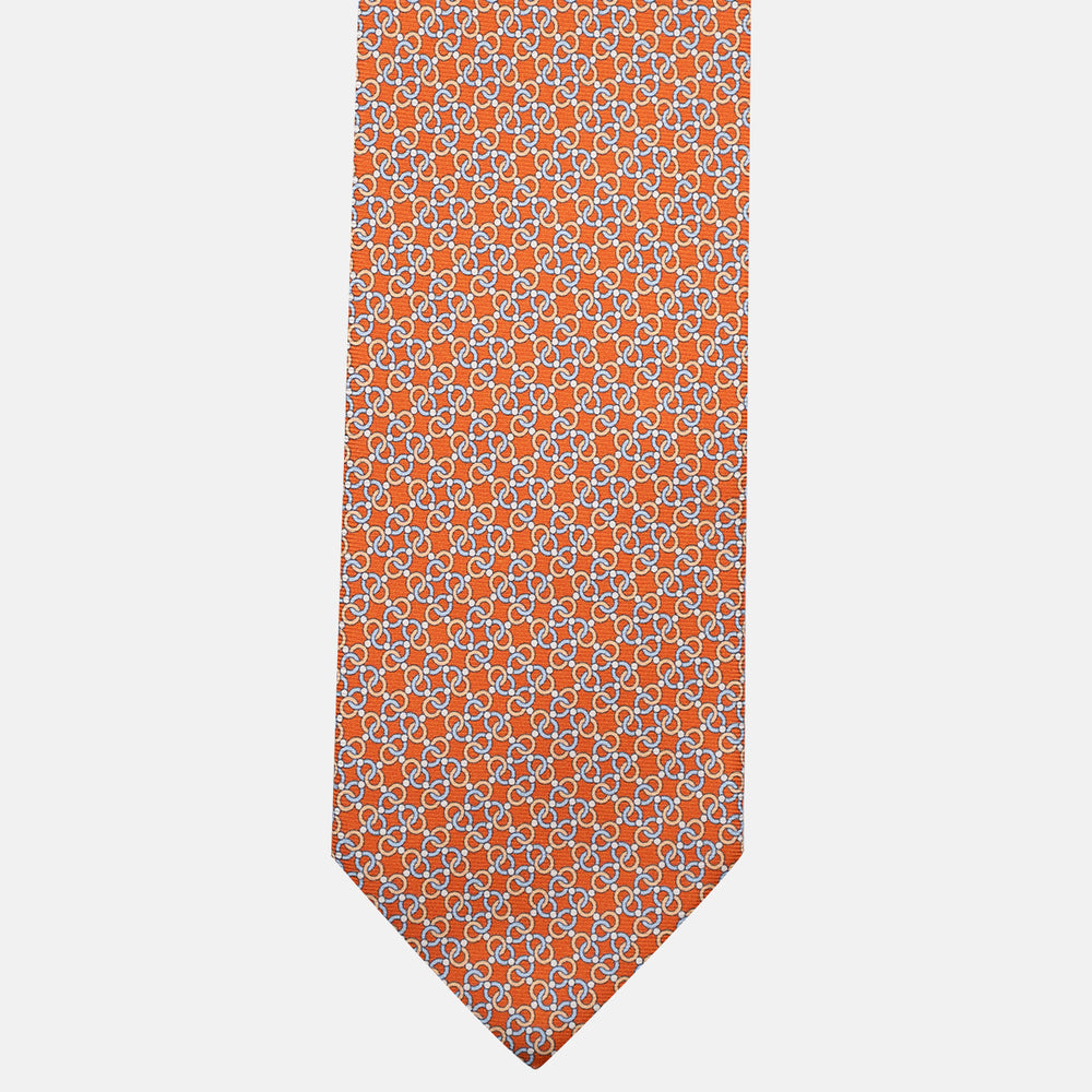 3-Fold Silk Tie, Chain Pattern, Orange - JA055937-5