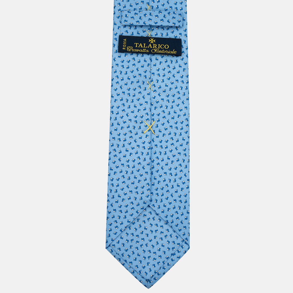3-Fold Silk Tie, Micro Pattern, Light Blue - JA056667-5