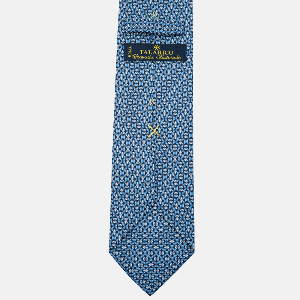 3-Fold Silk Tie, Geometric Pattern, Light Blue - JA056334-5