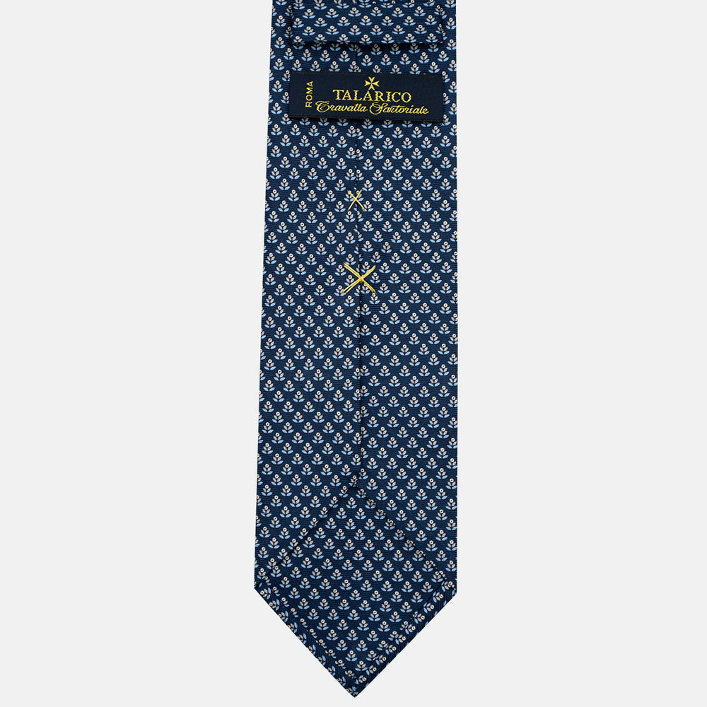 Cravatta 3 pieghe in Seta, Fantasia Floreale, Blu Grigio - JC056330-5