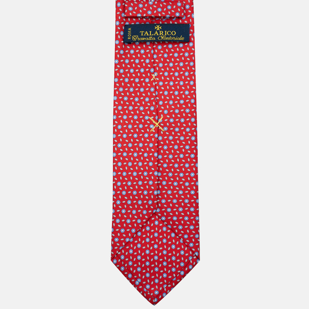 3-Fold Silk Tie, Floral Pattern, Red - JA057079-5