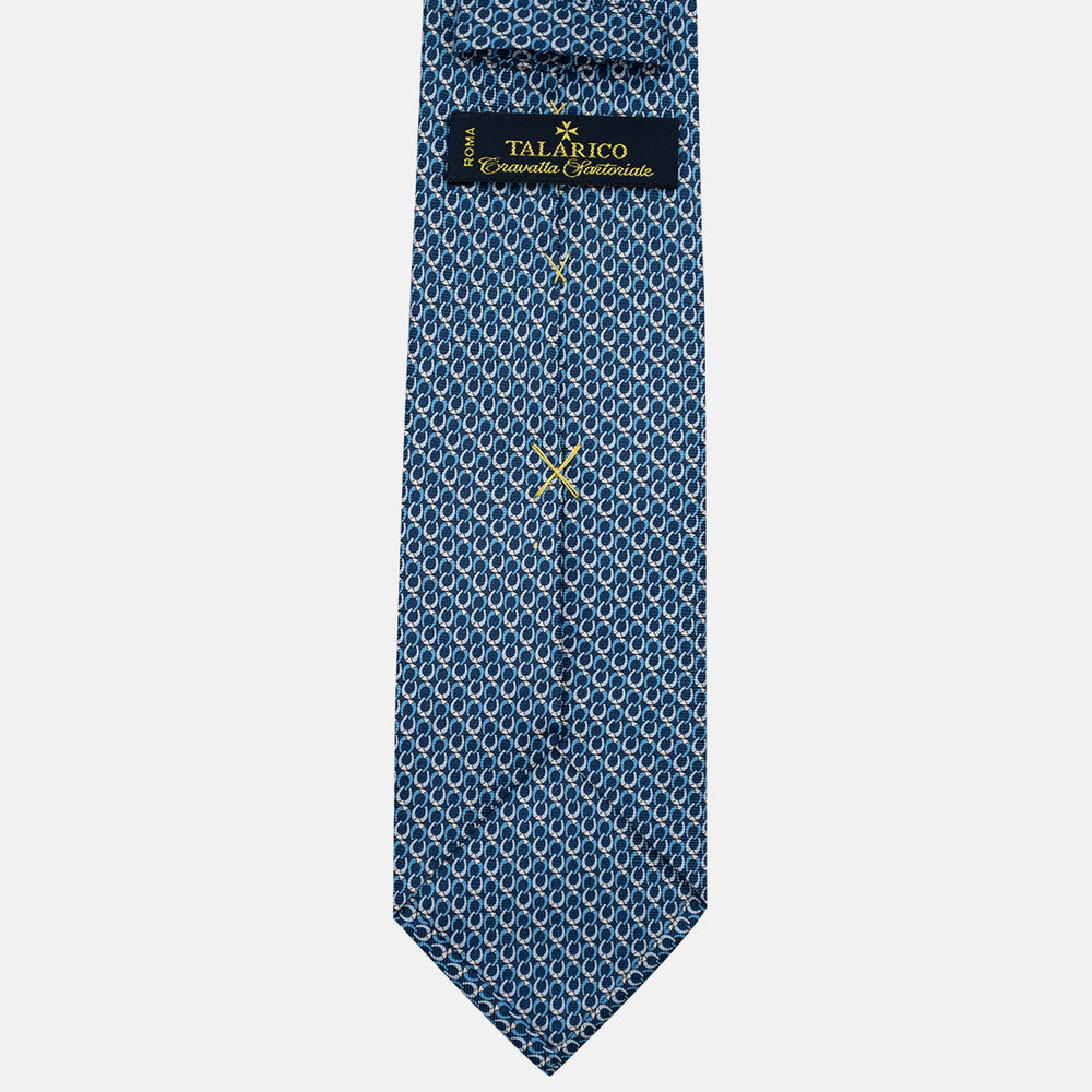 Cravatta 3 pieghe in Seta, Fantasia Concatenata, Azzurro Celeste - JC056339-5