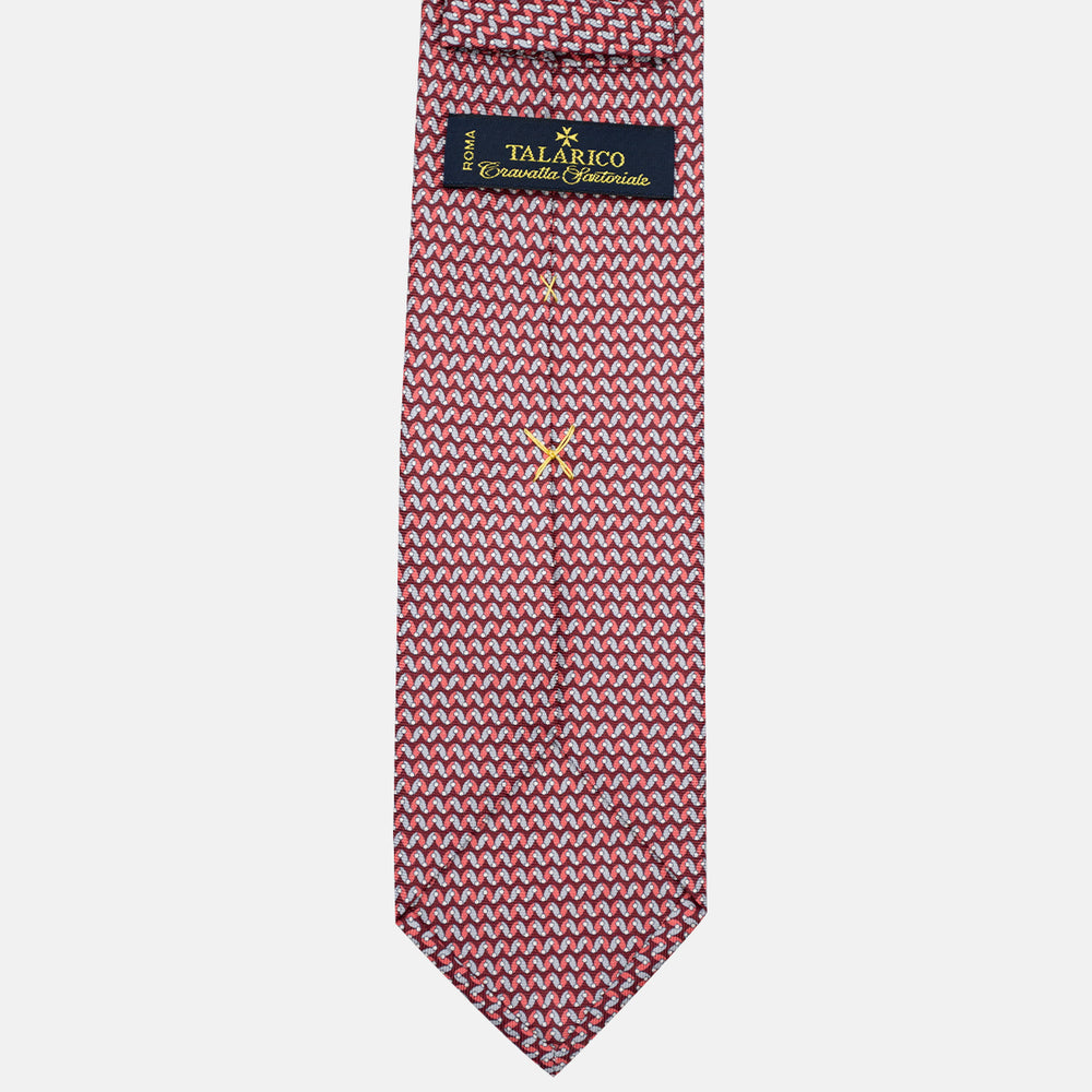 3-Fold Silk Tie, Geometric Pattern, Red - JA056675-5