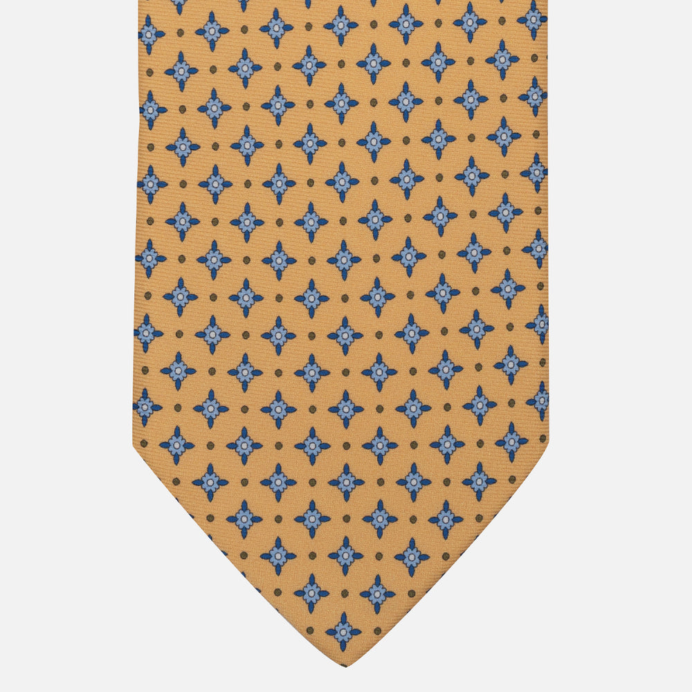 1999 Collection Tie in Heavy Silk Blue Geometric Pattern