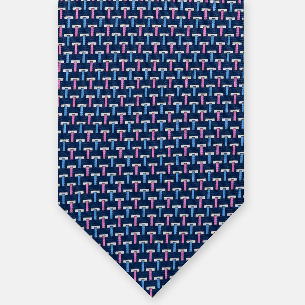 Blue Iconic T-Print Silk 3-Fold Ties