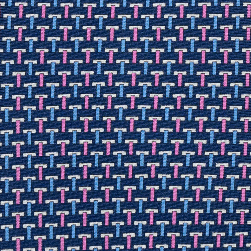 Blue Iconic T-Print Silk 3-Fold Ties