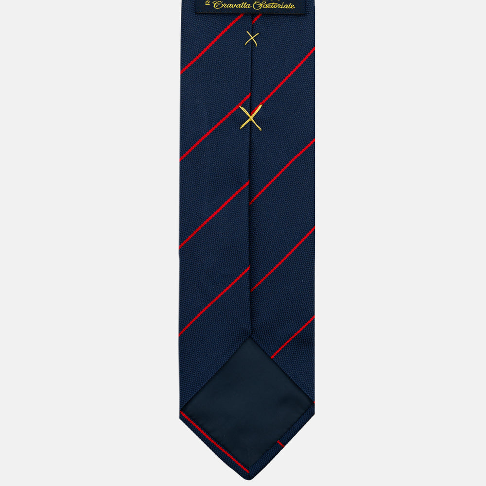Cravatta in Seta Pesante Regimental, Blu Rosso - JA23062026-1