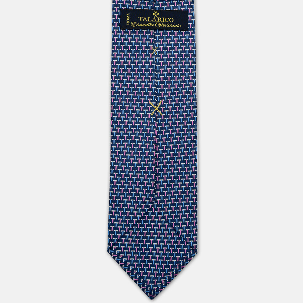 Blue Iconic T-Print Silk 3-Fold Ties
