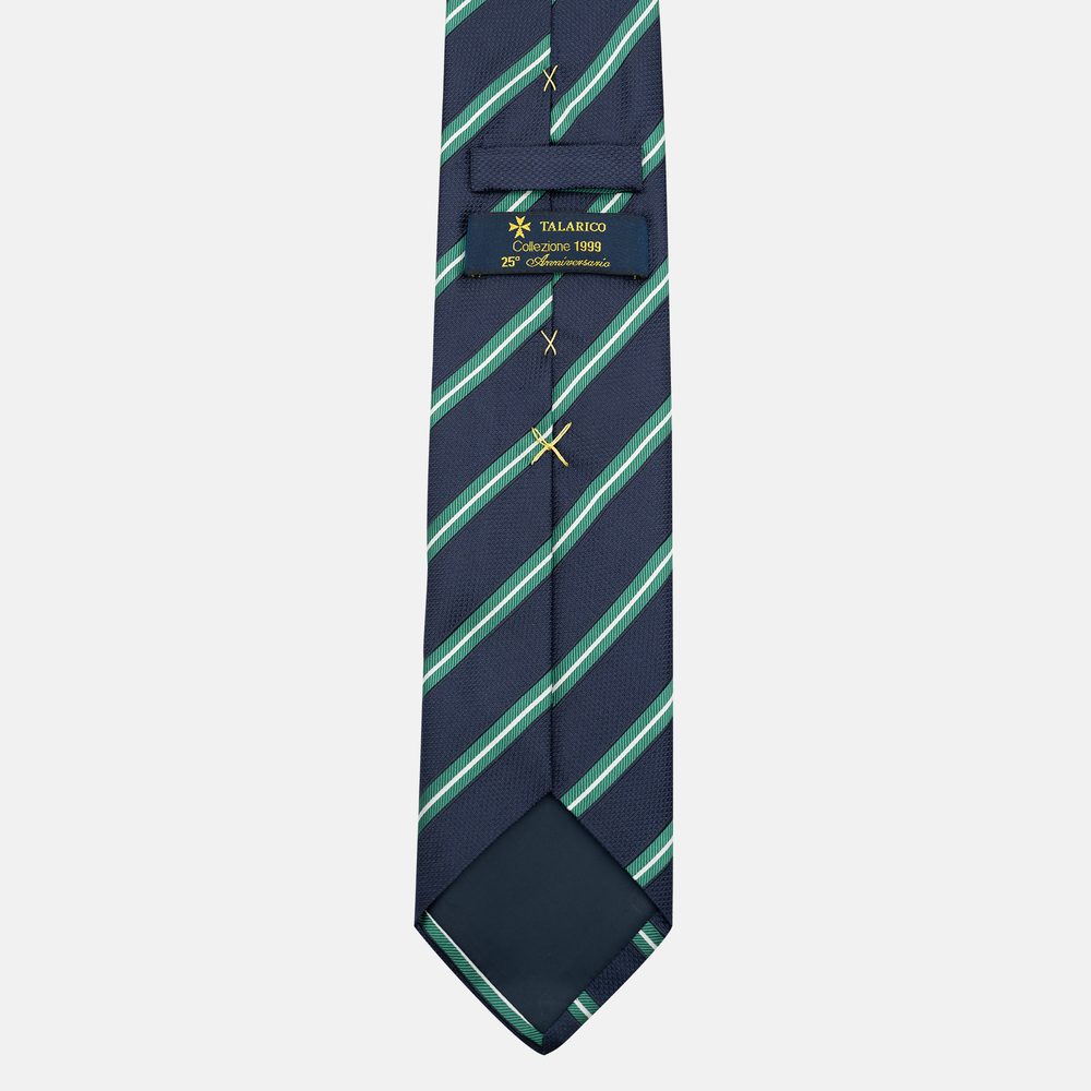 Cravatta Collezione 1999 in Seta Pesante Regimental Blu Verde
