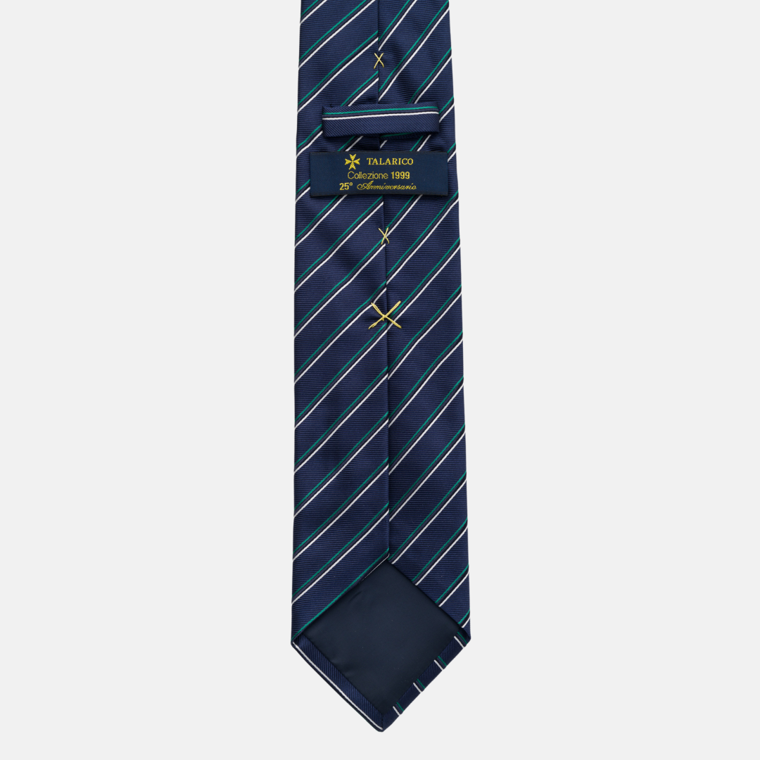 Cravatta Collezione 1999 in Seta Pesante Blu con Righe Sottili