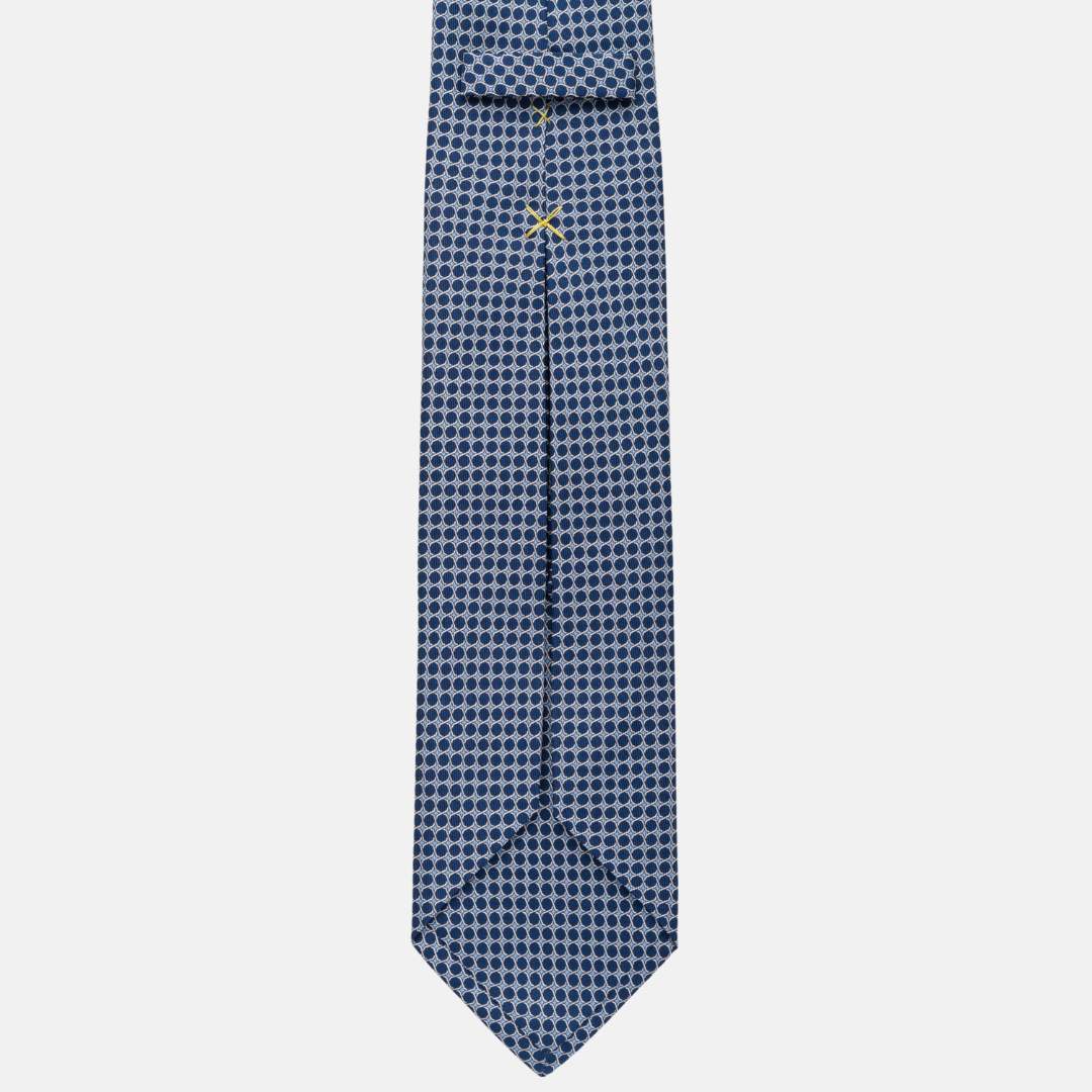Cravatta 7 pieghe in seta Fantasia Blu -M47704
